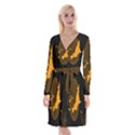 Day Hallowiin Ghost Bat Cobwebs Full Moon Spider Long Sleeve Velvet Front Wrap Dress View1