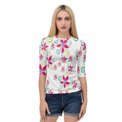 Flower Beauty Sexy Rainbow Sunflower Pink Green Blue Quarter Sleeve Raglan Tee