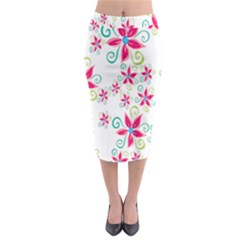 Flower Beauty Sexy Rainbow Sunflower Pink Green Blue Midi Pencil Skirt by Mariart