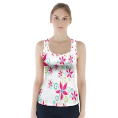 Flower Beauty Sexy Rainbow Sunflower Pink Green Blue Racer Back Sports Top