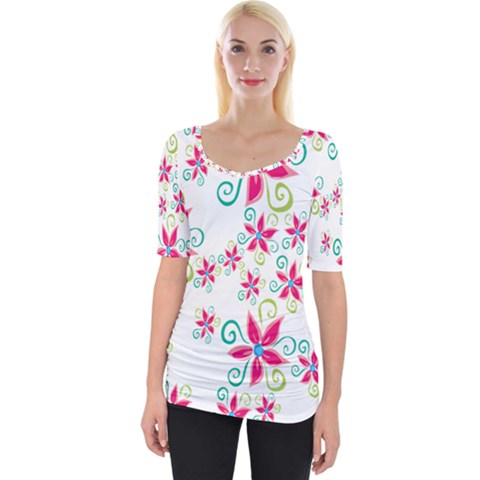 Flower Beauty Sexy Rainbow Sunflower Pink Green Blue Wide Neckline Tee by Mariart