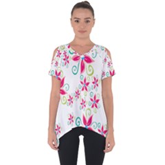 Flower Beauty Sexy Rainbow Sunflower Pink Green Blue Cut Out Side Drop Tee