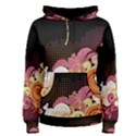 Flower Back Leaf Polka Dots Black Pink Women s Pullover Hoodie View1