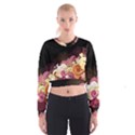 Flower Back Leaf Polka Dots Black Pink Cropped Sweatshirt View1