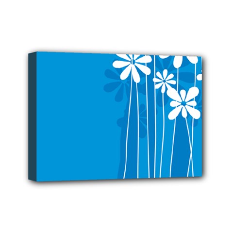 Flower Blue Mini Canvas 7  X 5 