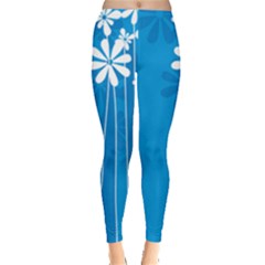 Flower Blue Leggings  by Mariart