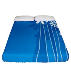 Flower Blue Fitted Sheet (queen Size)