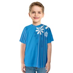 Flower Blue Kids  Sport Mesh Tee