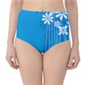 Flower Blue High-Waist Bikini Bottoms View1