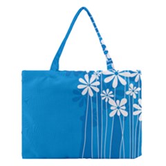 Flower Blue Medium Tote Bag