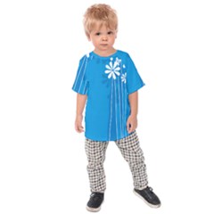 Flower Blue Kids Raglan Tee