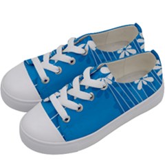 Flower Blue Kids  Low Top Canvas Sneakers by Mariart