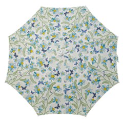 Flower Blue Butterfly Leaf Green Straight Umbrellas by Mariart