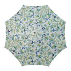 Flower Blue Butterfly Leaf Green Golf Umbrellas by Mariart