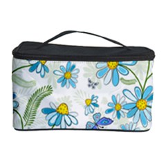 Flower Blue Butterfly Leaf Green Cosmetic Storage Case