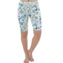 Flower Blue Butterfly Leaf Green Cropped Leggings  View1