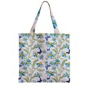 Flower Blue Butterfly Leaf Green Zipper Grocery Tote Bag View1