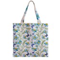 Flower Blue Butterfly Leaf Green Zipper Grocery Tote Bag View2