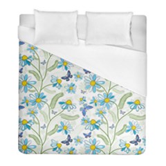 Flower Blue Butterfly Leaf Green Duvet Cover (full/ Double Size) by Mariart