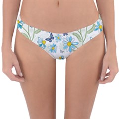 Flower Blue Butterfly Leaf Green Reversible Hipster Bikini Bottoms