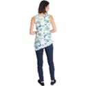 Flower Blue Butterfly Leaf Green Sleeveless Tunic View2