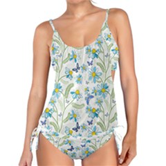 Flower Blue Butterfly Leaf Green Tankini Set by Mariart