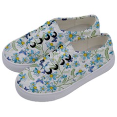 Flower Blue Butterfly Leaf Green Kids  Classic Low Top Sneakers