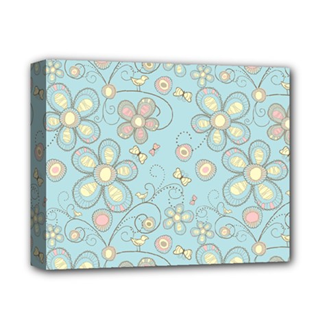 Flower Blue Butterfly Bird Yellow Floral Sexy Deluxe Canvas 14  X 11 