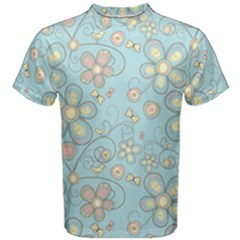 Flower Blue Butterfly Bird Yellow Floral Sexy Men s Cotton Tee by Mariart