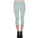 Flower Blue Butterfly Bird Yellow Floral Sexy Capri Leggings  View1