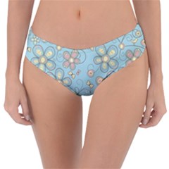 Flower Blue Butterfly Bird Yellow Floral Sexy Reversible Classic Bikini Bottoms by Mariart