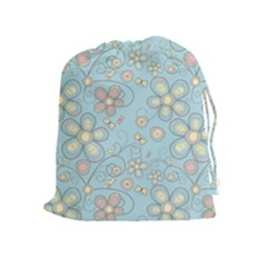 Flower Blue Butterfly Bird Yellow Floral Sexy Drawstring Pouches (extra Large) by Mariart