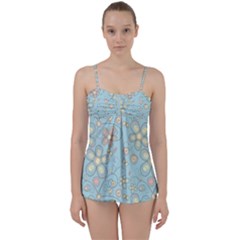 Flower Blue Butterfly Bird Yellow Floral Sexy Babydoll Tankini Set by Mariart