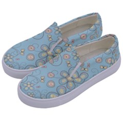 Flower Blue Butterfly Bird Yellow Floral Sexy Kids  Canvas Slip Ons by Mariart