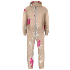 Flower Bird Love Pink Heart Valentine Animals Star Hooded Jumpsuit (men)  by Mariart