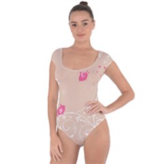 Flower Bird Love Pink Heart Valentine Animals Star Short Sleeve Leotard 