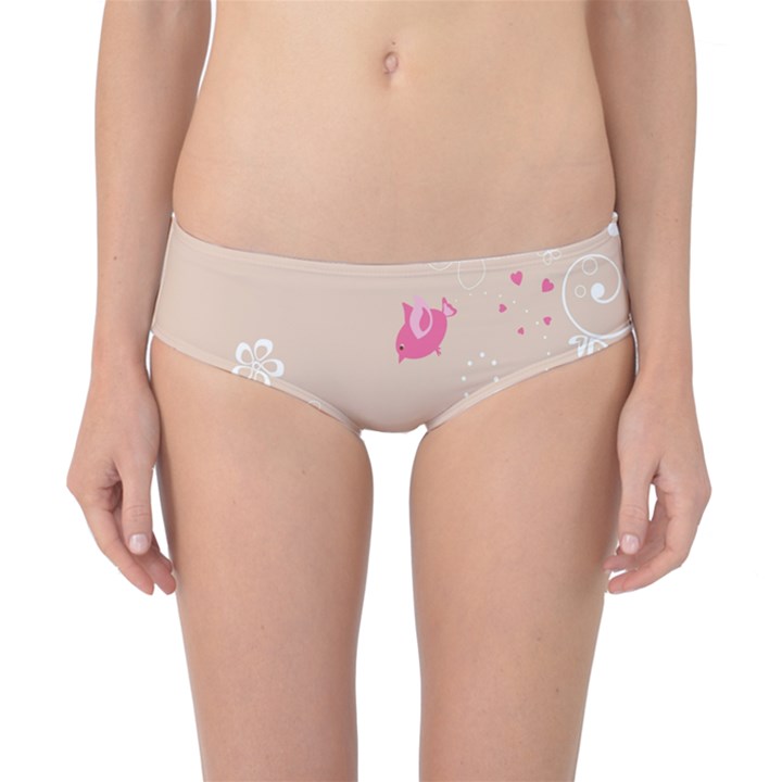 Flower Bird Love Pink Heart Valentine Animals Star Classic Bikini Bottoms