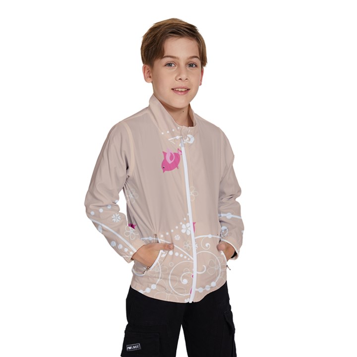 Flower Bird Love Pink Heart Valentine Animals Star Wind Breaker (Kids)