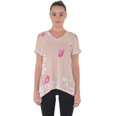 Flower Bird Love Pink Heart Valentine Animals Star Cut Out Side Drop Tee by Mariart