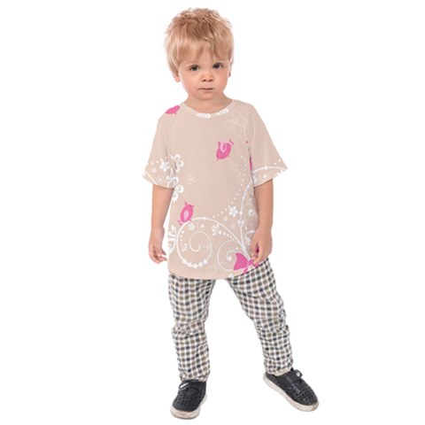 Flower Bird Love Pink Heart Valentine Animals Star Kids Raglan Tee by Mariart