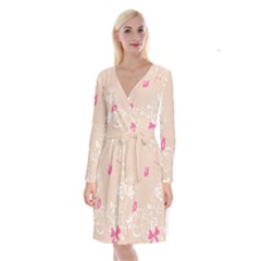 Flower Bird Love Pink Heart Valentine Animals Star Long Sleeve Velvet Front Wrap Dress