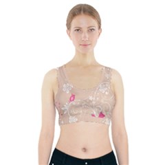 Flower Bird Love Pink Heart Valentine Animals Star Sports Bra With Pocket