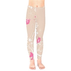 Flower Bird Love Pink Heart Valentine Animals Star Kids  Legging