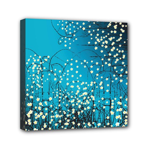 Flower Back Leaf River Blue Star Mini Canvas 6  x 6 