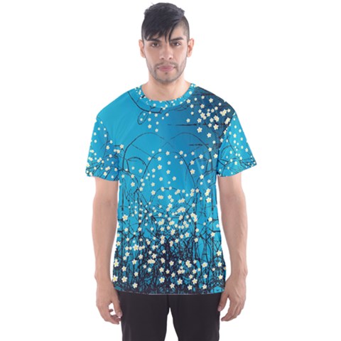 Flower Back Leaf River Blue Star Men s Sports Mesh Tee by Mariart