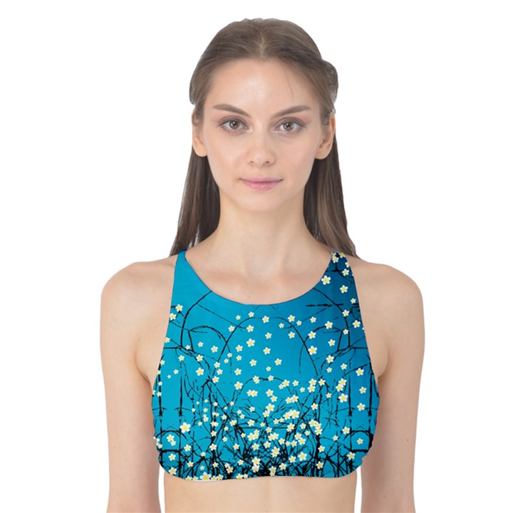 Flower Back Leaf River Blue Star Tank Bikini Top