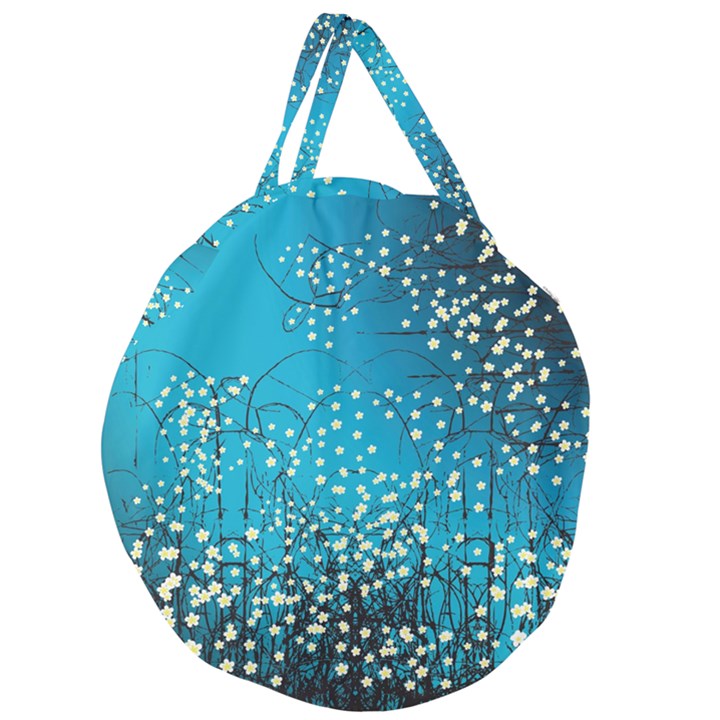 Flower Back Leaf River Blue Star Giant Round Zipper Tote