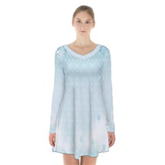 Flower Blue Polka Plaid Sexy Star Love Heart Long Sleeve Velvet V-neck Dress