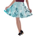 Flower Blue River Star Sunflower A-line Skater Skirt View2