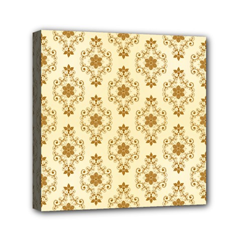 Flower Brown Star Rose Mini Canvas 6  X 6 